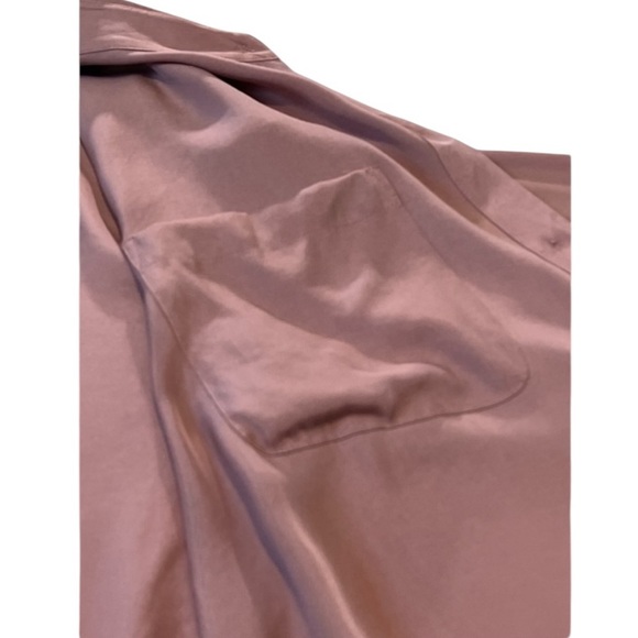 VINCE Relaxed Silk Blend Button Up Blouse, Interior Front Pocket, Lilac Stone XL - Picture 12 of 13